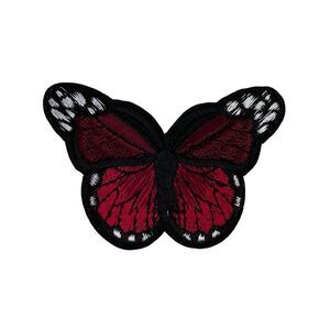 Dark Red Butterfly Embroidered Patch